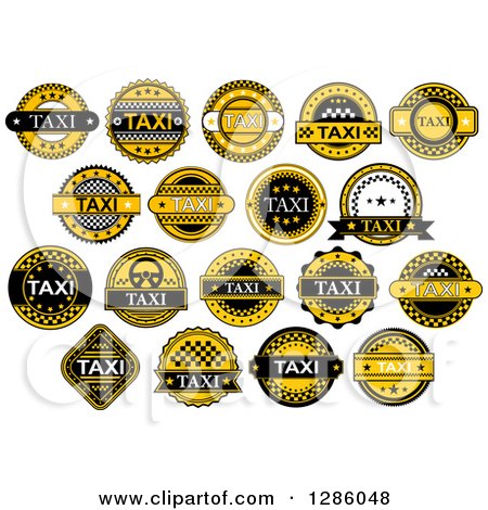 Clipart of Yellow and Black Taxi Labels 4 - Royalty Free Vector Illustration by Vector Tradition SM