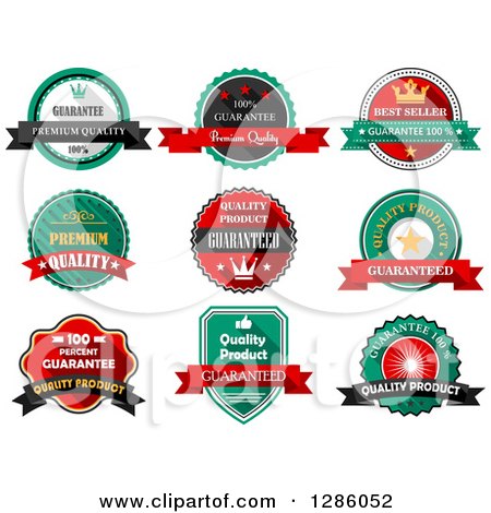 Clipart of Quality Product Guarantee Labels - Royalty Free Vector Illustration by Vector Tradition SM