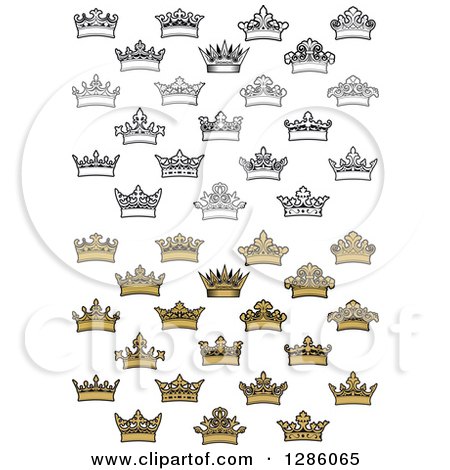 Clipart of Black and White and Gold Crowns 2 - Royalty Free Vector Illustration by Vector Tradition SM