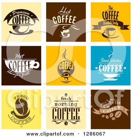 Clipart of Fresh and Hot Coffee Text Designs - Royalty Free Vector Illustration by Vector Tradition SM