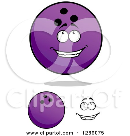 Clipart of a Face and Purple Bowling Balls - Royalty Free Vector Illustration by Vector Tradition SM