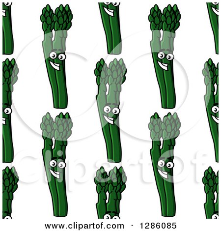 Clipart of a Seamless Pattern Background of Happy Asparagus Stalks - Royalty Free Vector Illustration by Vector Tradition SM