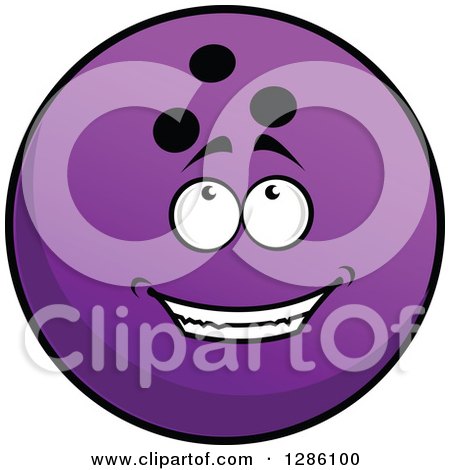 Clipart of a Purple Bowling Ball Character Looking up - Royalty Free Vector Illustration by Vector Tradition SM