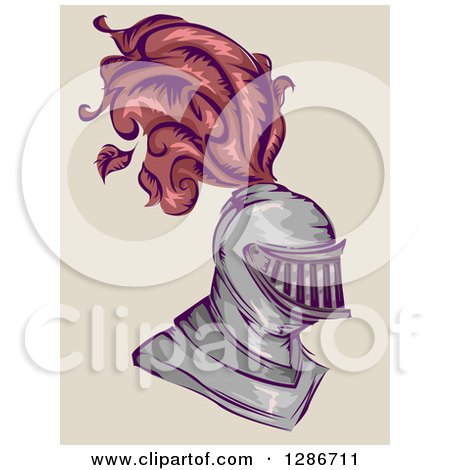 Clipart of a Medieval Knight Helmet with Feathers - Royalty Free Vector Illustration by BNP Design Studio