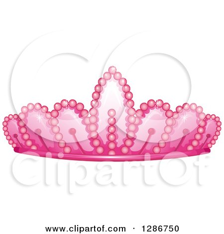Clipart of a Pink Princess Crown with Pearls - Royalty Free Vector Illustration by BNP Design Studio