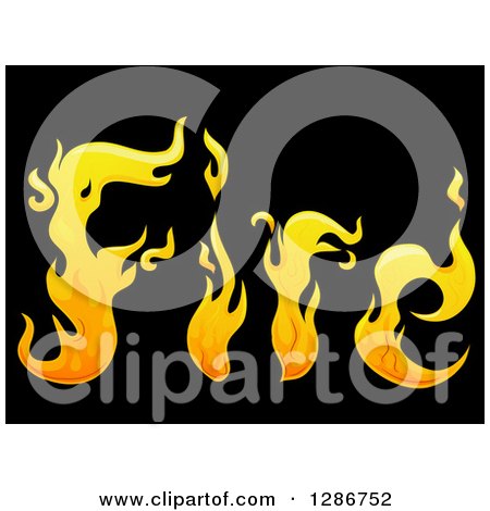 Clipart of Yellow Flames Spelling the Word Fire on Black - Royalty Free Vector Illustration by BNP Design Studio