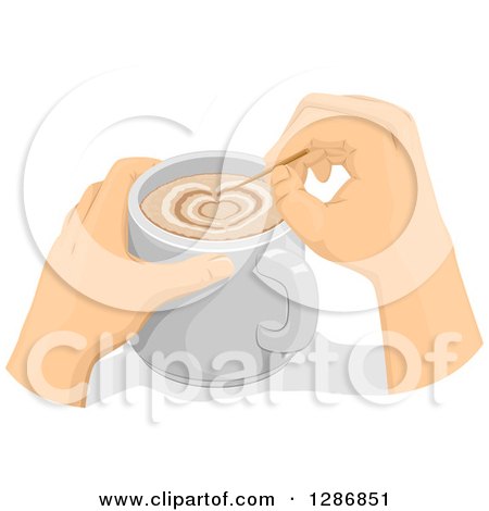 Clipart of White Hands Forming a Heart in a Latte - Royalty Free Vector Illustration by BNP Design Studio