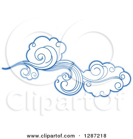 Clipart of Swirly Blue Clouds and Wind - Royalty Free Vector Illustration by Vector Tradition SM
