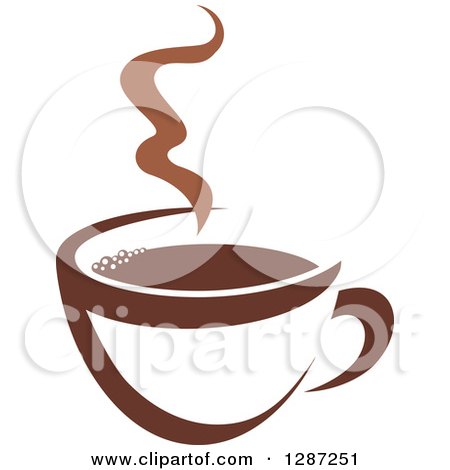 Clipart of a Two Toned Brown and White Steamy Coffee Cup 2 - Royalty Free Vector Illustration by Vector Tradition SM