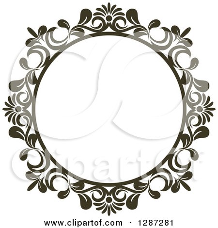 Clipart of a Dark Brown Round Ornate Vintage Floral Frame 3 - Royalty Free Vector Illustration by Vector Tradition SM