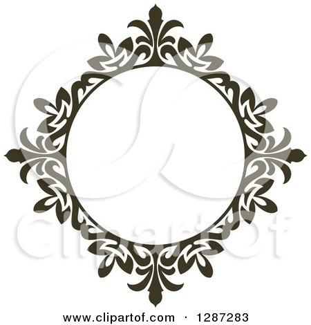 Clipart of a Dark Brown Round Ornate Vintage Floral Frame 5 - Royalty Free Vector Illustration by Vector Tradition SM