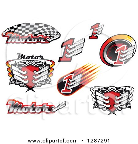Clipart of Motorsport Racing Muffler Designs - Royalty Free Vector Illustration by Vector Tradition SM