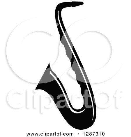 Clipart of a Black and White Saxophone - Royalty Free Vector Illustration by Vector Tradition SM