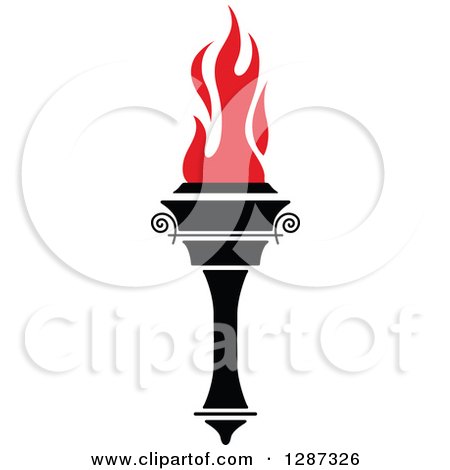 Clipart of a Black Torch with Red Flames 38 - Royalty Free Vector Illustration by Vector Tradition SM