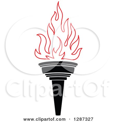 Clipart of a Black Torch with Red Flames 37 - Royalty Free Vector Illustration by Vector Tradition SM