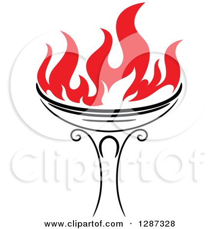 Clipart of a Black Torch with Red Flames 35 - Royalty Free Vector Illustration by Vector Tradition SM