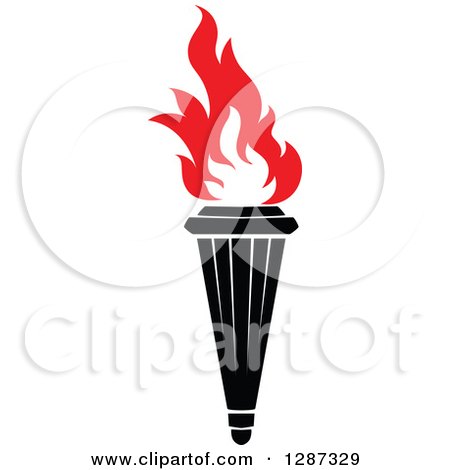 Clipart of a Black Torch with Red Flames 36 - Royalty Free Vector Illustration by Vector Tradition SM