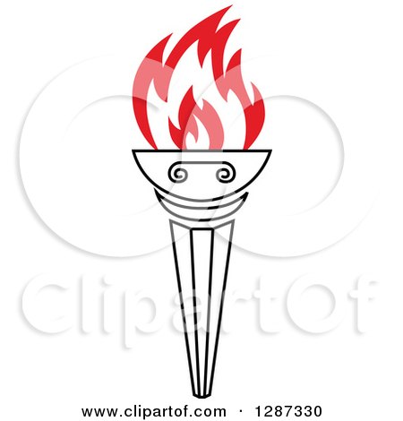 Clipart of a Black Torch with Red Flames 34 - Royalty Free Vector Illustration by Vector Tradition SM