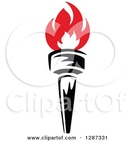 Clipart of a Black Torch with Red Flames 32 - Royalty Free Vector Illustration by Vector Tradition SM