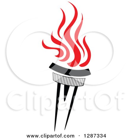 Clipart of a Black Torch with Red Flames 31 - Royalty Free Vector Illustration by Vector Tradition SM
