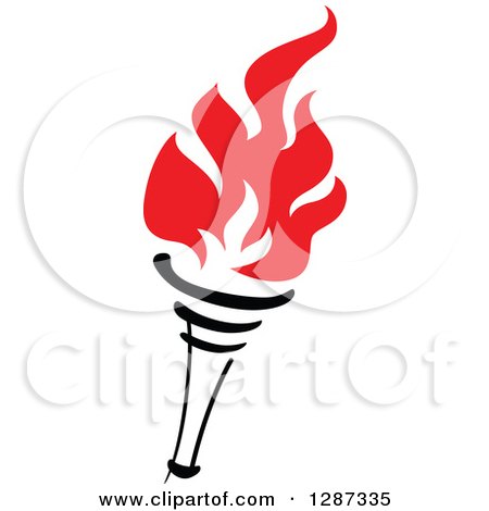 Clipart of a Black Torch with Red Flames 30 - Royalty Free Vector Illustration by Vector Tradition SM