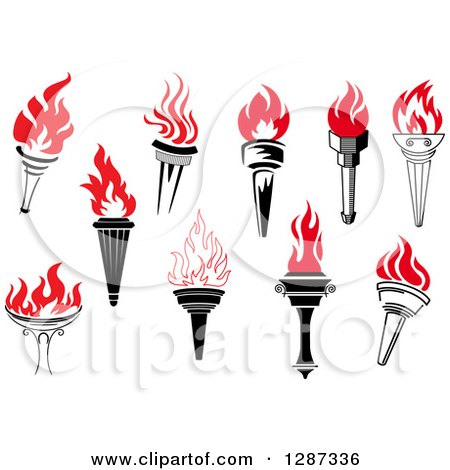 Clipart of Black Torch with Red Flames 4 - Royalty Free Vector Illustration by Vector Tradition SM