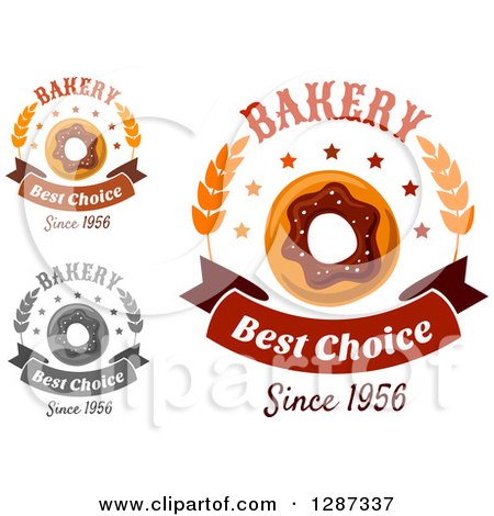 Clipart of Bakery Best Choice Donut Designs with Wheat - Royalty Free Vector Illustration by Vector Tradition SM