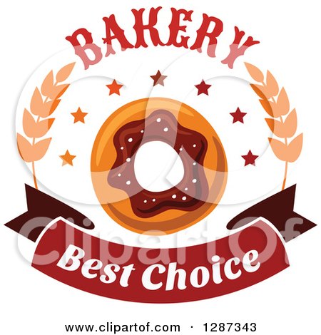 Clipart of a Bakery Best Choice Donut Design with Wheat 2 - Royalty Free Vector Illustration by Vector Tradition SM