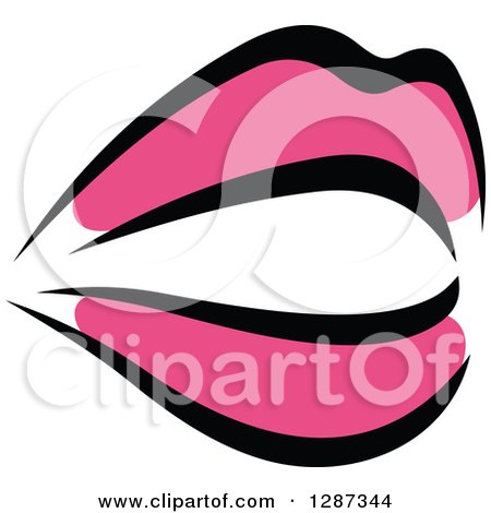 Clipart of Sketched Black and Pink Feminine Lips 8 - Royalty Free Vector Illustration by Vector Tradition SM