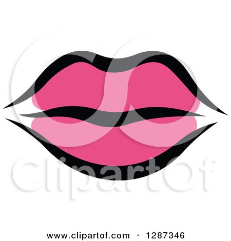 Clipart of Sketched Black and Pink Feminine Lips 6 - Royalty Free Vector Illustration by Vector Tradition SM