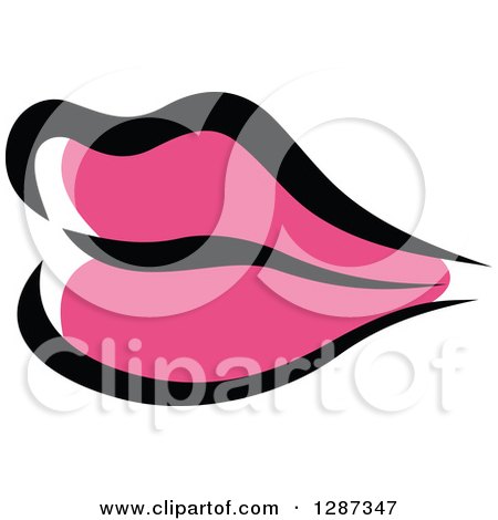 Clipart of Sketched Black and Pink Feminine Lips 5 - Royalty Free Vector Illustration by Vector Tradition SM