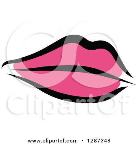 Clipart of Sketched Black and Pink Feminine Lips 3 - Royalty Free Vector Illustration by Vector Tradition SM