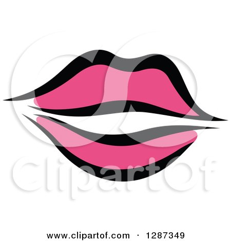 Clipart of Sketched Black and Pink Feminine Lips 7 - Royalty Free Vector Illustration by Vector Tradition SM