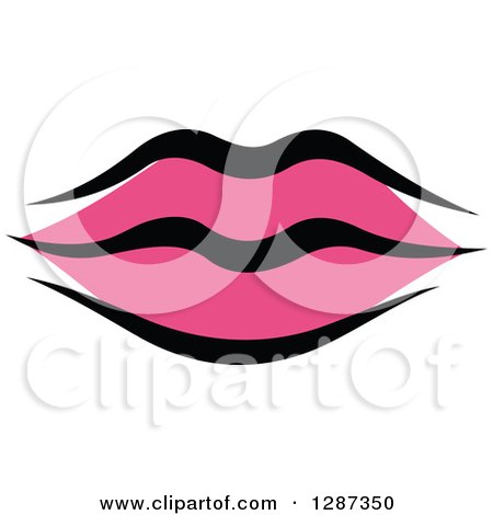 Clipart of Sketched Black and Pink Feminine Lips 4 - Royalty Free Vector Illustration by Vector Tradition SM