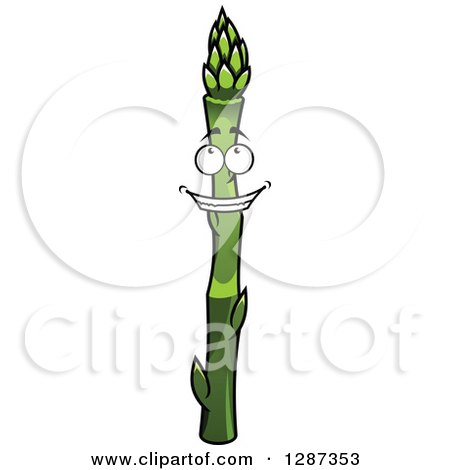 Clipart of a Happy Asparagus Stalk Character Looking up - Royalty Free Vector Illustration by Vector Tradition SM