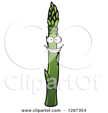 Clipart of a Happy Grinning Asparagus Stalk Character - Royalty Free Vector Illustration by Vector Tradition SM