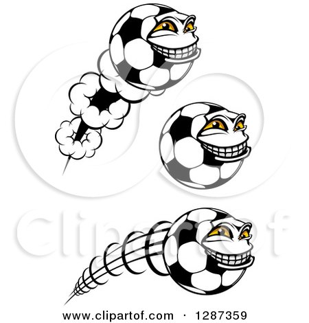 Clipart of Grinning Soccer Ball Characters - Royalty Free Vector Illustration by Vector Tradition SM