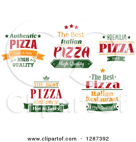Clipart of Yellow Green and Red Pizza Text Designs - Royalty Free Vector Illustration by Vector Tradition SM