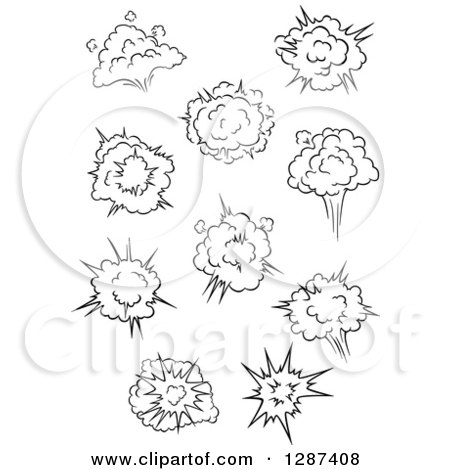 Clipart of a Black and White Comic Bursts Explosions or Poofs 5 - Royalty Free Vector Illustration by Vector Tradition SM