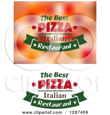 Clipart of Green and Red the Best Italian Pizza Restaurant Text Designs - Royalty Free Vector Illustration by Vector Tradition SM