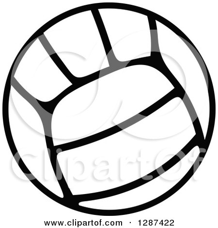 Clipart of a Black and White Volleyball 2 - Royalty Free Vector Illustration by Vector Tradition SM
