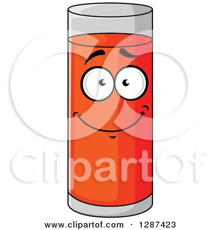 Clipart of a Happy Tall Glass of Juice - Royalty Free Vector Illustration by Vector Tradition SM
