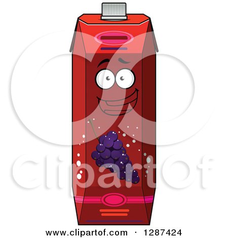 Clipart of a Happy Red Grape Juice Carton - Royalty Free Vector Illustration by Vector Tradition SM