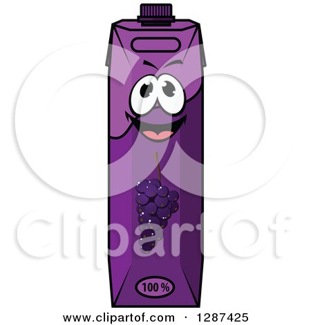 Clipart of a Happy Purple Grape Juice Carton - Royalty Free Vector Illustration by Vector Tradition SM
