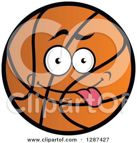 Clipart of a Black and Orange Basketball Character Sticking Its Tongue out - Royalty Free Vector Illustration by Vector Tradition SM