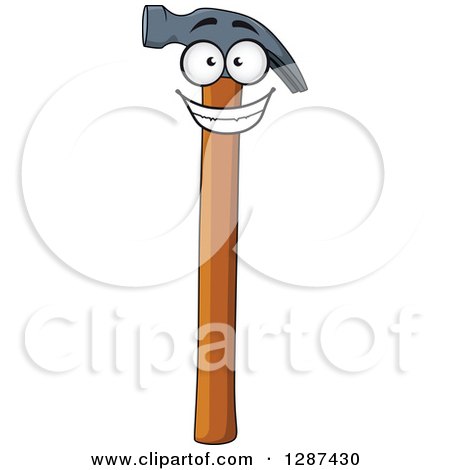 Clipart of a Cartoon Happy Smiling Hammer Tool - Royalty Free Vector Illustration by Vector Tradition SM