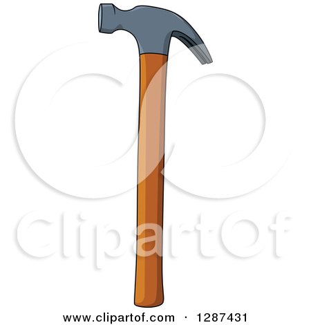 Clipart of a Cartoon Wood Handled Hammer Tool - Royalty Free Vector Illustration by Vector Tradition SM