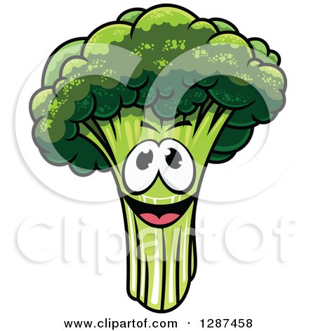 Clipart of an Excited Broccoli Character - Royalty Free Vector Illustration by Vector Tradition SM