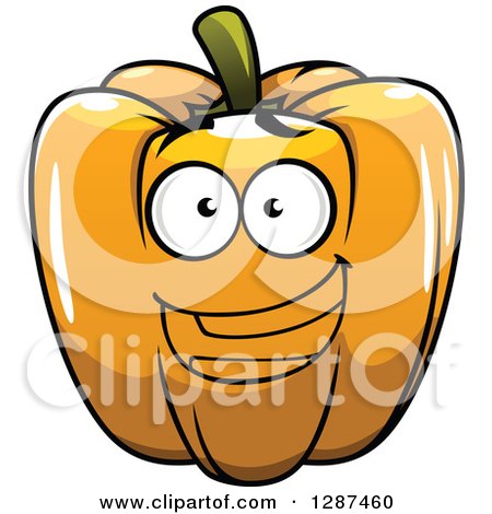 Clipart of a Happy Orange Bell Pepper Character - Royalty Free Vector Illustration by Vector Tradition SM