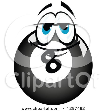 Clipart of a Blue Eyed Billiards Eightball Character - Royalty Free Vector Illustration by Vector Tradition SM